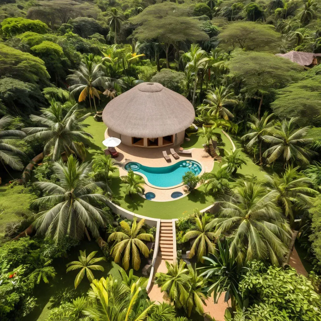 Togolese resort top view - bungalow